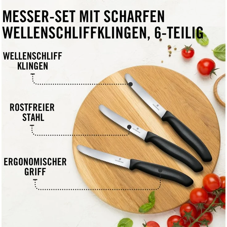 VICTORINOX Swiss Classic Tomaten- und Tafelmesser-Set 6teilig schwarz 109759 – Bild 5