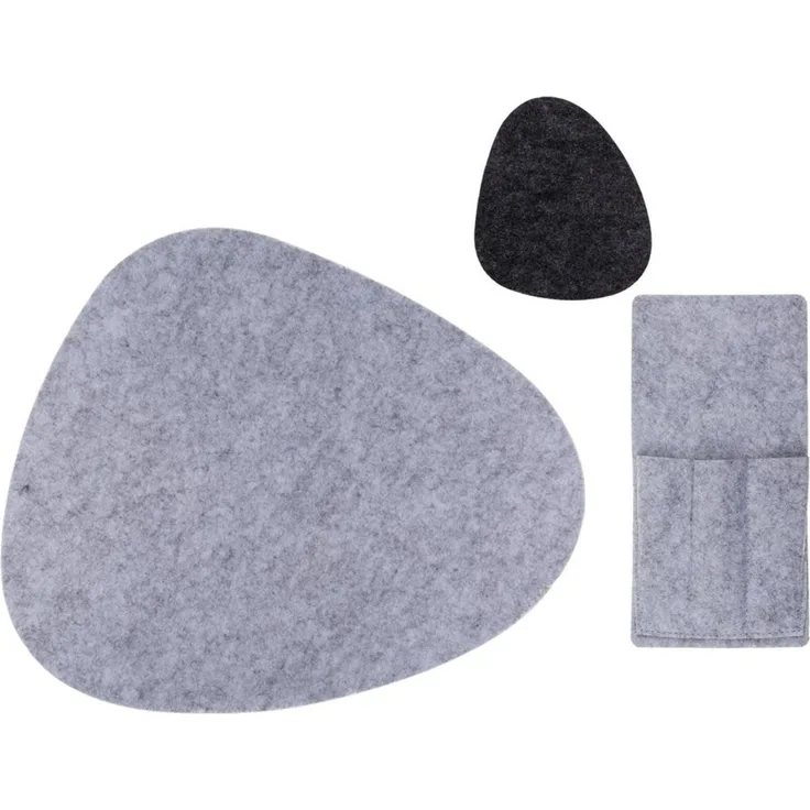Tischset Kieselstein in grau und/oder anthrazit 3, 6.12tlg. aus Filz Platzset Single Grau-Anthrazit