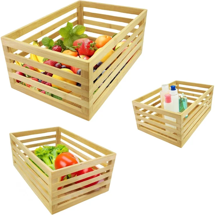 hausleben Aufbewahrungsbox Holzboxen zur Aufbewahrung 3er Set Küche, Bad, Wohnen (1 St), Dekorative Ordnungshelfer mit natürlicher Eleganz – Bild 1
