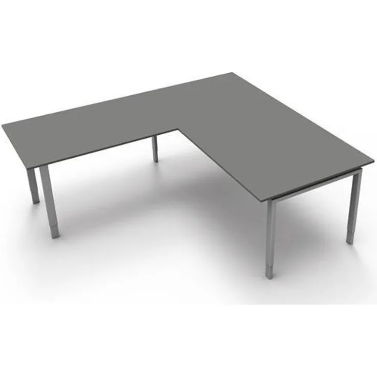 Kerkmann Schreibtisch Besprechungstisch 4170 Form 5 200x100x68-82 cm Vierfuß-Gestell höhenverstellbar mit Anbautisch Grafit