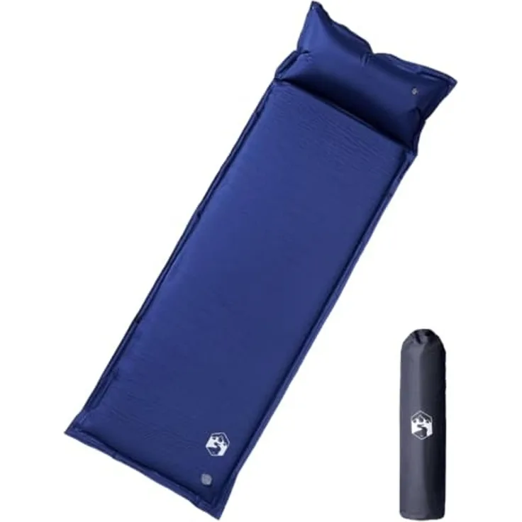 vidaXL Selbstaufblasende Isomatte mit Kissen Marineblau 4007137