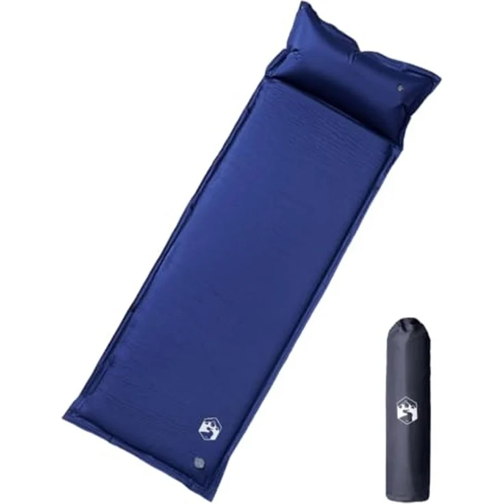 vidaXL Selbstaufblasende Isomatte mit Kissen Marineblau 4007137 – Bild 1