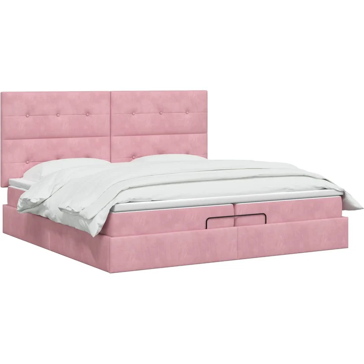 vidaXL Ottoman-Bett mit Matratze und LED Rosa 200 x 200 cm Samt 3458330 – Bild 3