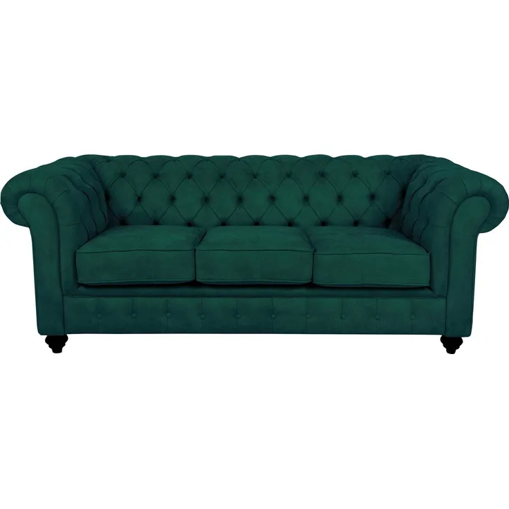 Home affaire Chesterfield-Sofa Duc 3-Sitzer, hochwertige Knopfheftung im Rücken, Samtoptik mit changierender Optik
