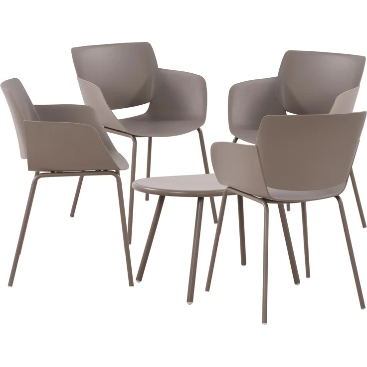 CLP Sitzgruppe Velvena Set Tisch Velva Stühle Alpena wetterfest und UV-beständig,taupe 4 Stühle – Bild 1