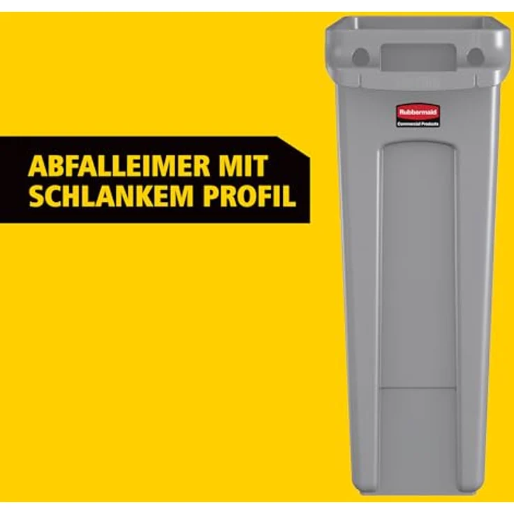 Rubbermaid Abfallbehälter Slim Jim mit Lüftungskanälen,blau zur Mülltrennung von Recycling-Abfällen, rechteckig, ohne Deckel, Fassungsvermögen: 87 Liter, versehen mit RecyclingLogo, strapazierfähiger Vollkunststoff, leichte Reinigung, Haltepunkte am Bo... – Bild 3