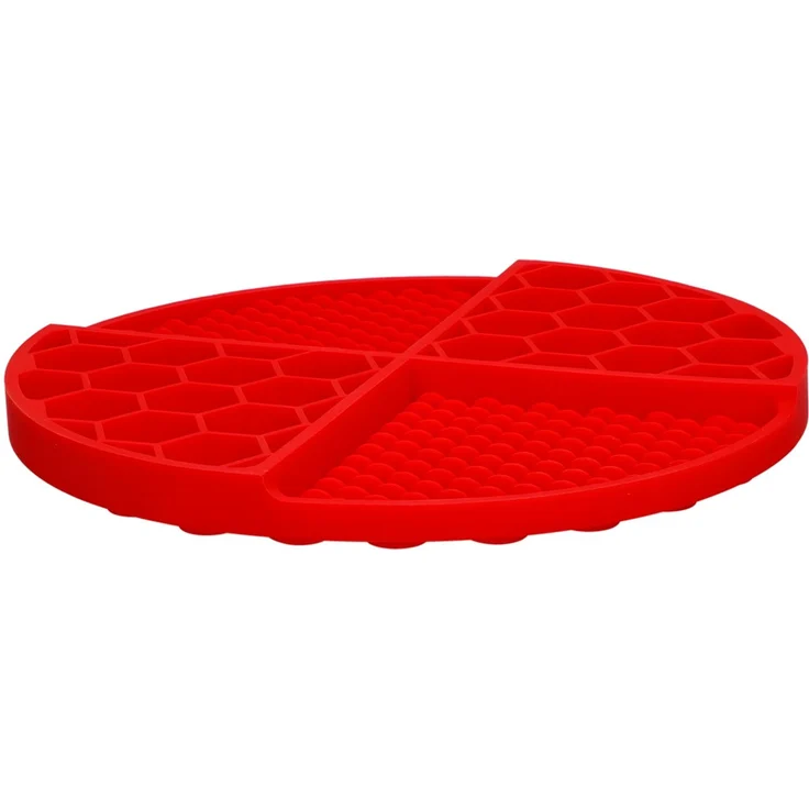 Eat Slow Live Longer runde Leckmatte mit tiefen Fächern rot, Durchmesser: 21 cm – Bild 3