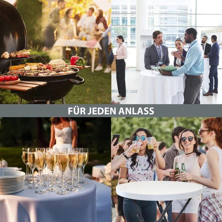 Stehtisch klappbar Ø 80 cm Tischplatte Höhe 110 cm Stahlgestell Partytisch Bistrotisch in weiß – Bild 6