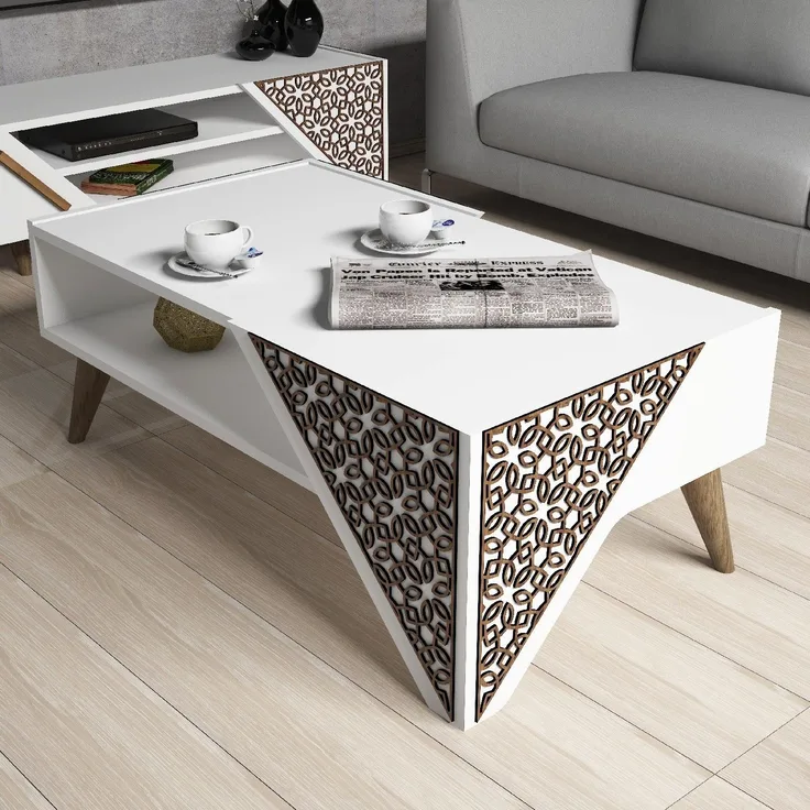 Skye Decor 'Beril - White' Couchtisch, Weiß, 105 x 58 x 40 cm