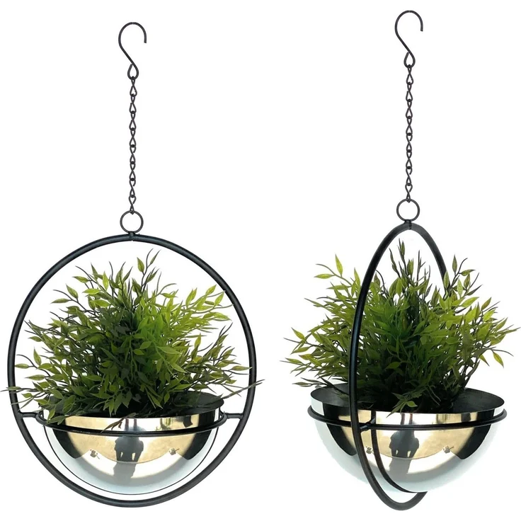 DanDiBo 2er Set Blumenampel Innen Metall Wand Hängepflanzen 53 cm 96087 M mit Topf Silber Pflanzenhänger Blumenhänger Topfhänger Blumen Blumentopfhänger Hängetopf – Bild 5