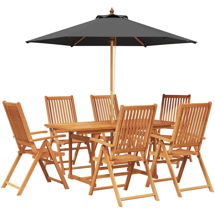 vidaXL Essgruppe für draußen mit Sonnenschirm 8 stk. 6-Sitzer 3438535 – Bild 2