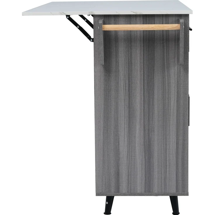 Küchenwagen aus MDF mit ausklappbarer Arbeitsplatte, 129x46x91,5 cm, Grau/Weiß – Bild 10