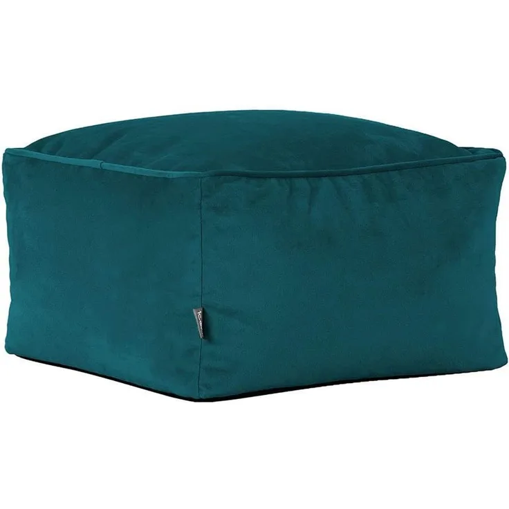 Icon Amara Hocker, Blaugrün, Flauschiger Samt Stoff, Samt Sitzsack, Sitzpuff Hocker mit Füllung, Fußhocker für das Wohnzimmer, Deko Wohnzimmer