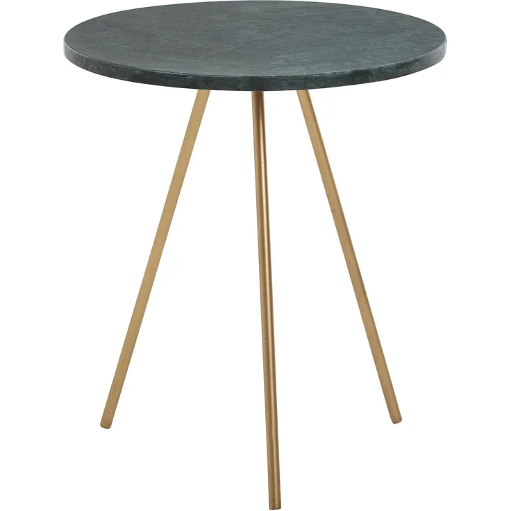 Beistelltisch Marmor Grün 38x38x44cm Metall Gold Dreibein Sofatisch Modern