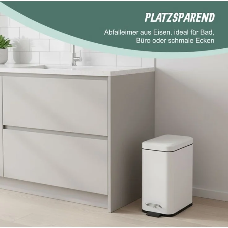 Relaxdays Bad Mülleimer 5 l Softclose – Bild 5