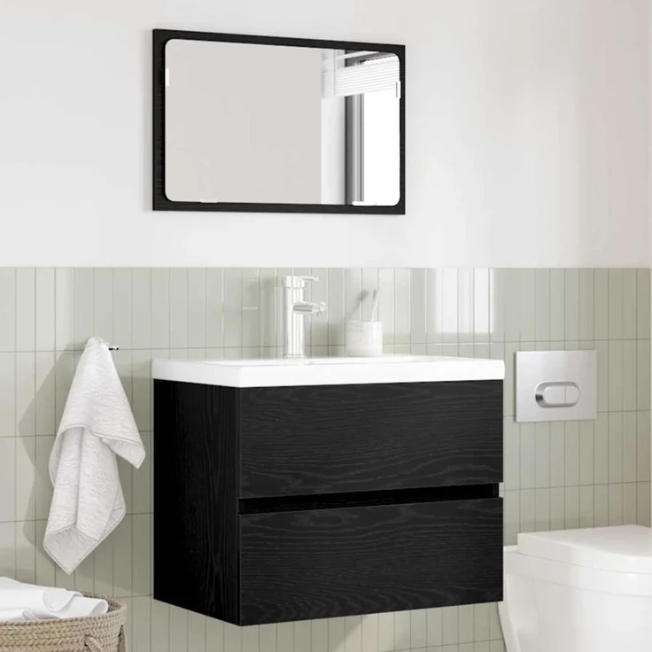 vidaXL Badezimmermöbel-Set mit Schubladen 2 pcs Schwarz Eichen-Optik 875434 – Bild 4