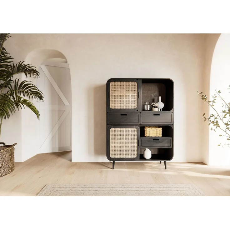 Highboard Mango 110 x 40 x 150 dunkelgrau lackiert VALENCIA #210 – Bild 9