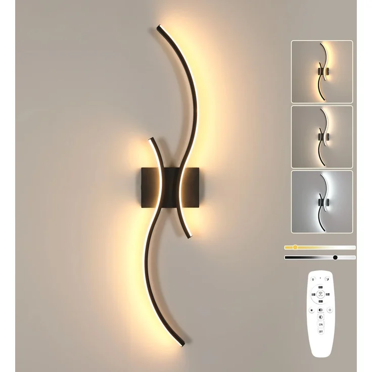 Goeco LED Wandleuchte Innen 80 cm Lang Wandlampe Dimmbare 2 Fimmige 3000K-6500K, Memory-Funktion, Modern LED Wandbeleuchtung Schwarz für Flur Treppenhaus Wohnzimmer Schlafzimmer – Bild 1