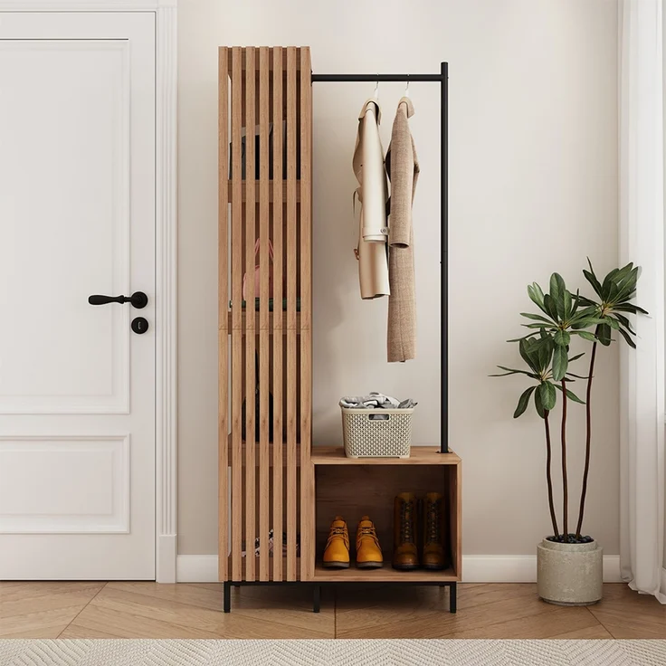 Garderobe Zinto dąb kraft złoty 80 x 187 cm mit 5 Ablagefächern Vicco – Bild 6