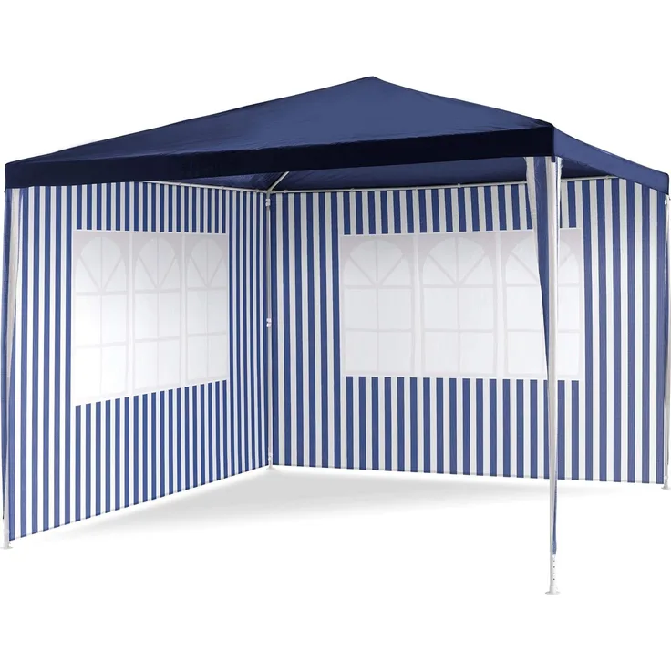 PE-Pavillon Partyzelt mit 2 Seitenteilen für Garten Terrasse Markt Camping Festival als Unterstand und Plane, wasserdicht 3x3 m blau