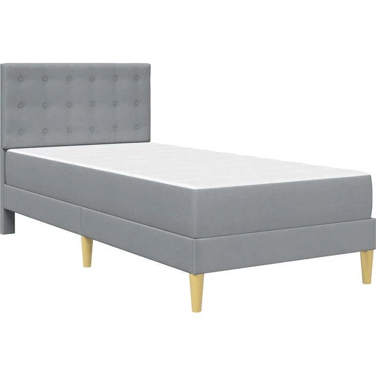 vidaXL Bettgestell mit Matratze Hellgrau 90 x 190 cm Stoff 3415262 – Bild 3