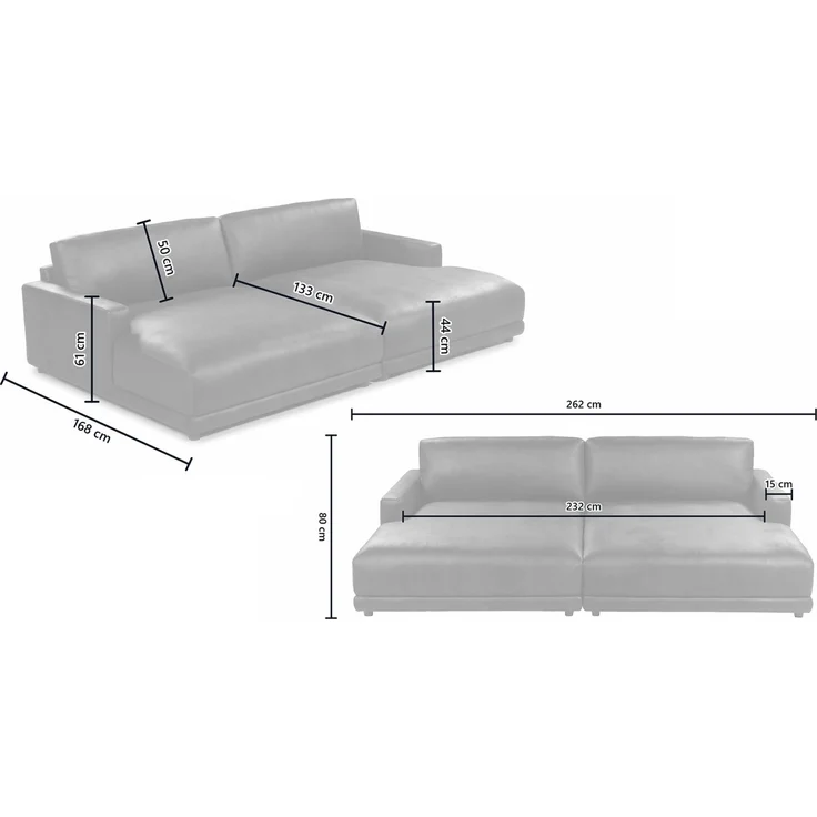KAWOLA Big Sofa MARLIN Lederfaserstoff schwarz 80 x 168 x 262 cm – Bild 9