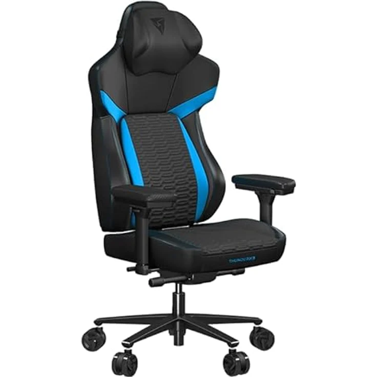 ThunderX3 CORE Racer Gaming-Stuhl, Ergonomisch, SYNC6 Sechsfache Verstellbarkeit, CORED.RDY 360 Technologie, Abnehmbares Kopfstützenkissen, Vielseitige 3-in-1 Fußstütze, Blau – Bild 3