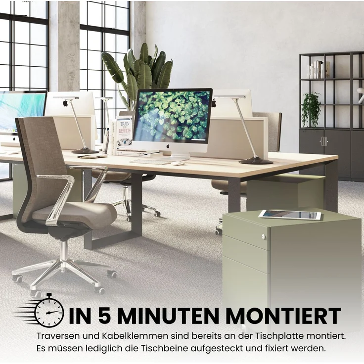 Bisley Cito Konferenztisch 240x120 cm, Tischplatte in Ahorn, O-Gestell in Weiß - Besprechungstisch & Meetingtisch, großer Chef Schreibtisch XXL-Tisch Konferenzraum Chefbüro, DOF2412-MP-396 – Bild 3