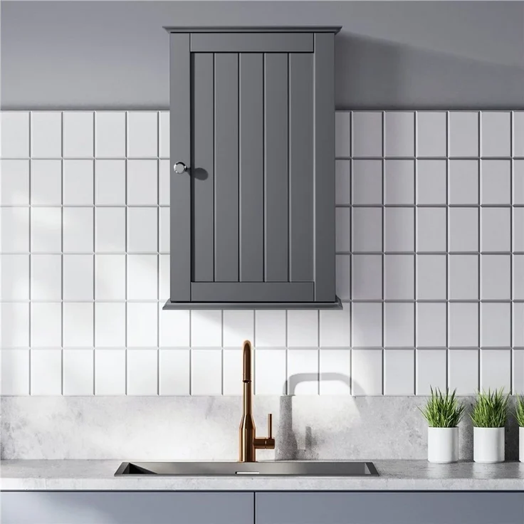 Yaheetech Hängeschrank Badezimmerschrank hängend Wandschrank mit Tür – Bild 3