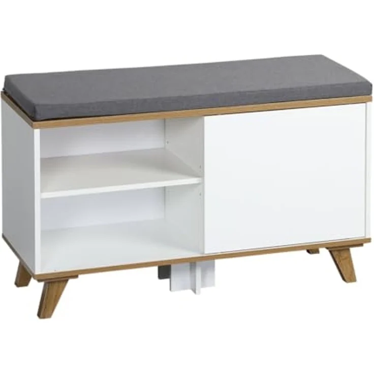 KESPER 1594213 Schuhschrank mit Sitzkissen, weiß, 77 x 30 x 48 cm – Bild 4
