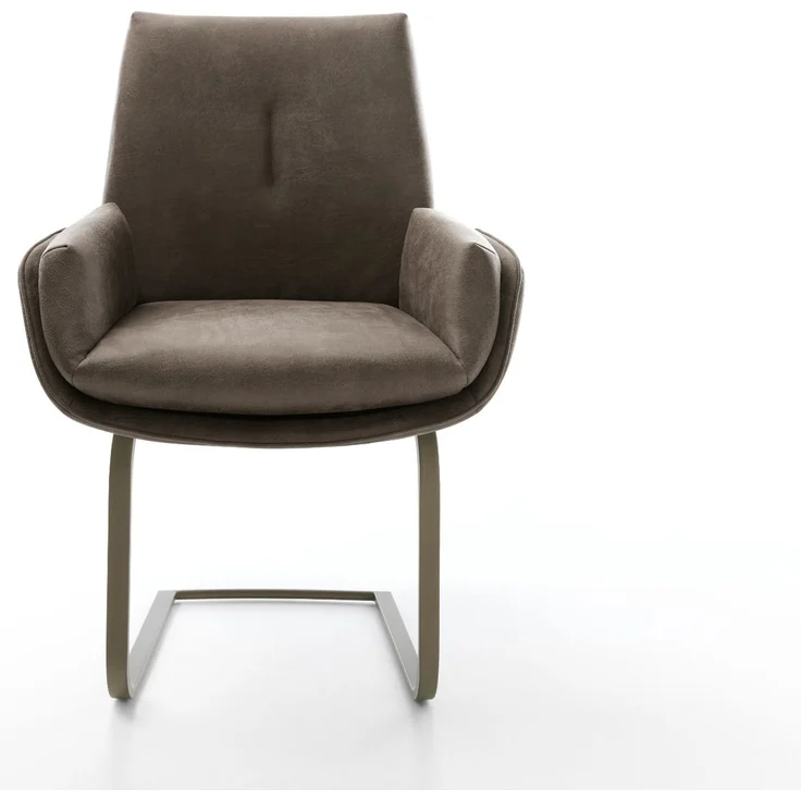 Freischwinger Clea-Flex Mikrofaser Taupe Vintage Freischwinger flach Effektfinish Titan – Bild 2