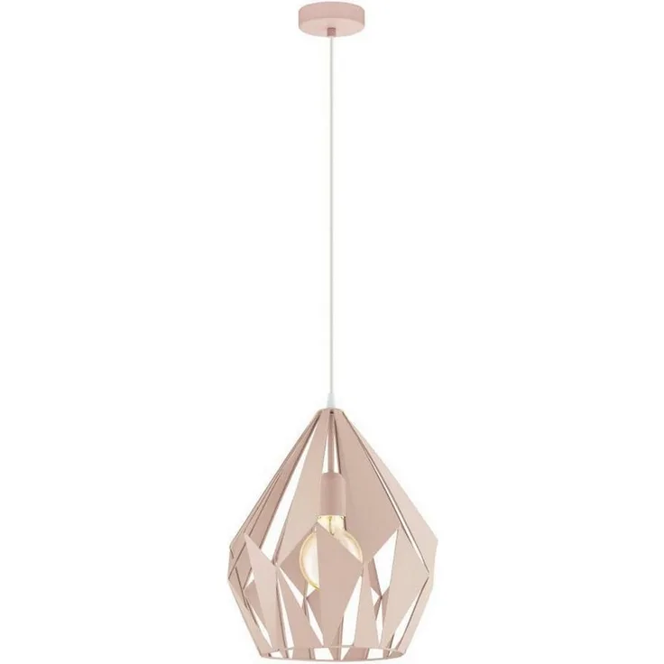 Eglo 49024 Pendelleuchte CARLTON-P E27 1X40W Stahl Pastell apricot Ø31cm H:150cm dimmbar