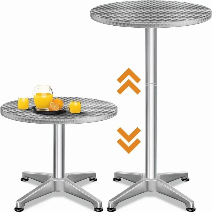 Casaria Stehtisch (1-St), Stabil Höhenverstellbar 70 cm / 115 cm Hoch Alu Rund Ø60cm Wetterfest – Bild 5