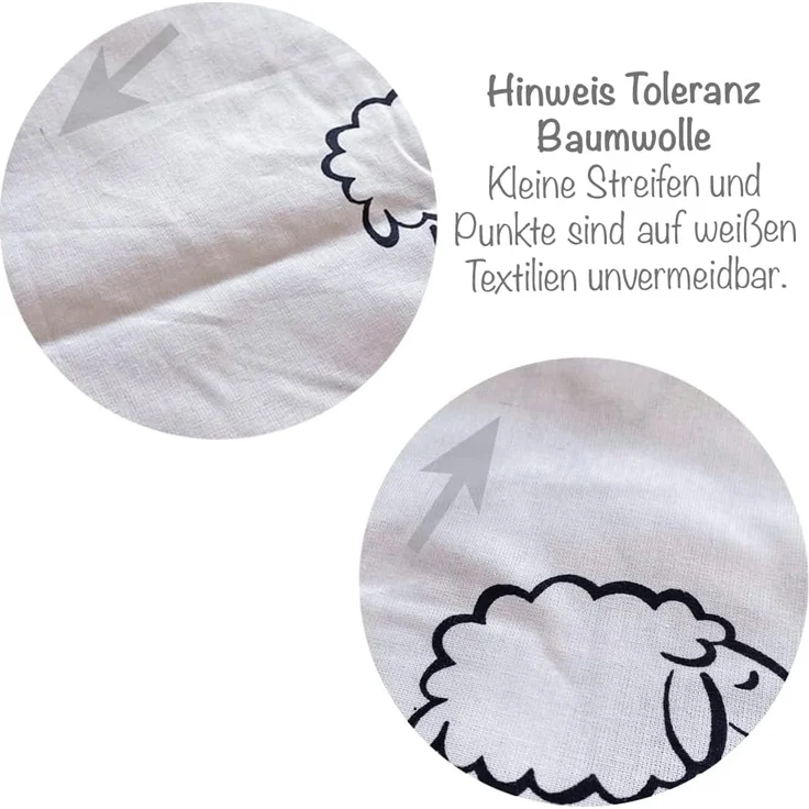 Heubergshop Seitenschläferkissenbezug, (1 Stück), 40x145cm Schafe Lämmer in Weiß und Schwarz 100% Baumwolle (99-2-B) – Bild 3