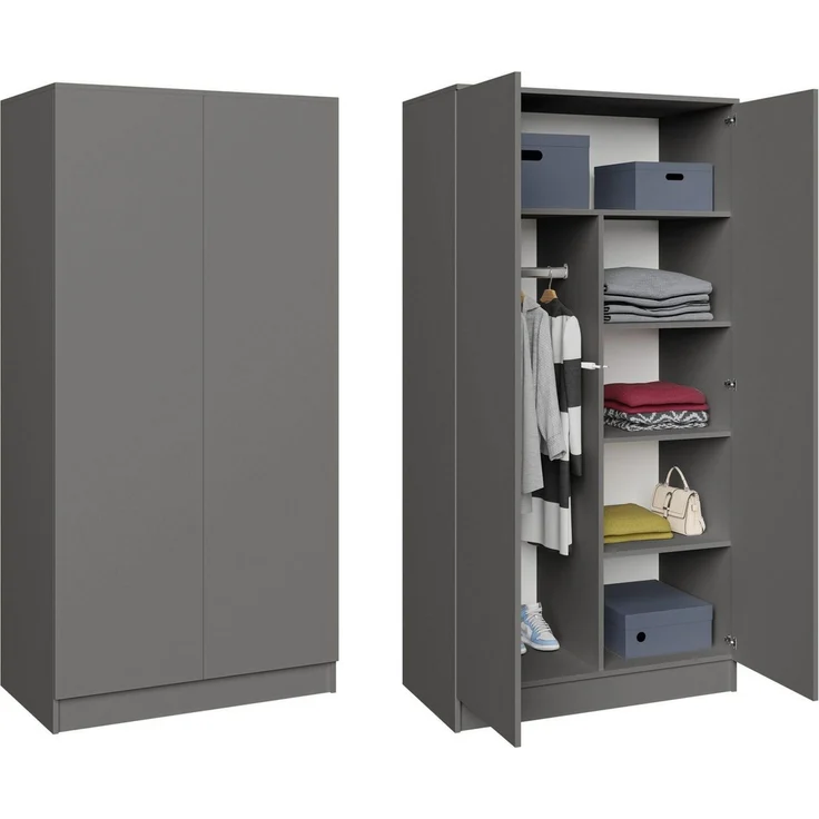 Beautysofa Kleiderschrank Zweitüriger mit Drehtürenschrank LOOK (Breite: 90 cm, Modernes TIP-ON Öffnungssystem (griffloses Öffnen möglich) Erhältlich mit oder ohne Schubladen – Bild 1