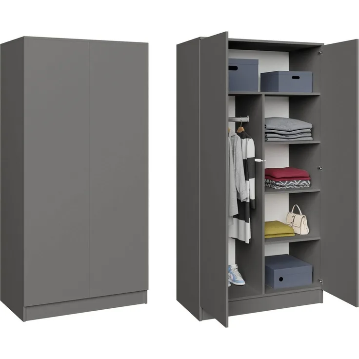 Beautysofa Kleiderschrank Zweitüriger mit Drehtürenschrank LOOK (Breite: 90 cm, Modernes TIP-ON Öffnungssystem (griffloses Öffnen möglich) Erhältlich mit oder ohne Schubladen