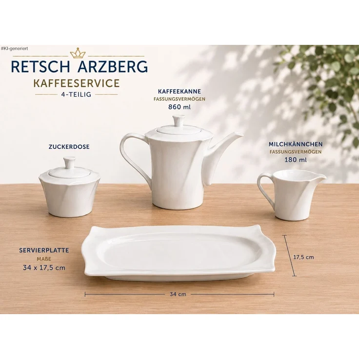 Retsch Arzberg Kaffeeservice 16-teilig – Tassen (200 ml oder 260 ml), 6 Personen, Spülmaschinengeeignet – Bild 1