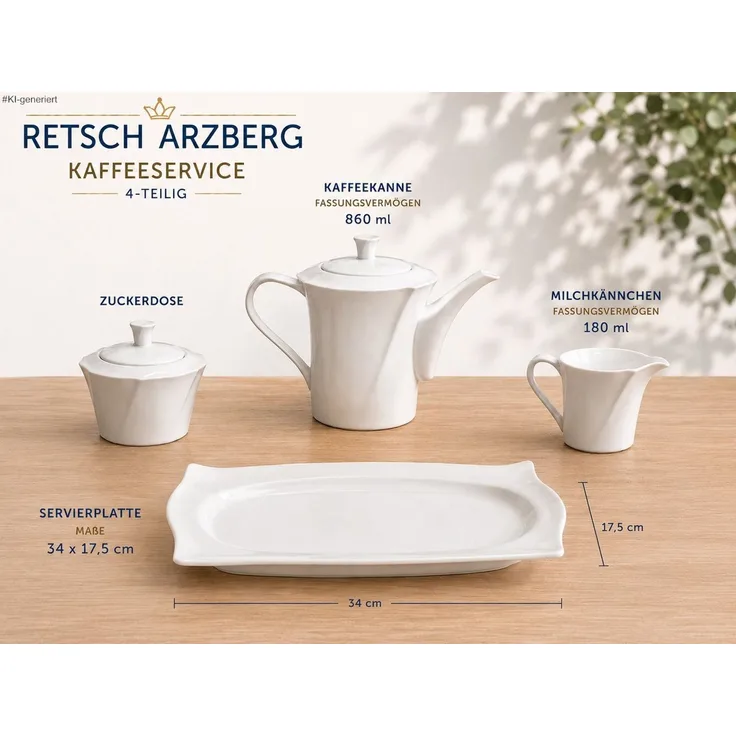 Retsch Arzberg Kaffeeservice 16-teilig – Tassen (200 ml oder 260 ml), 6 Personen, Spülmaschinengeeignet