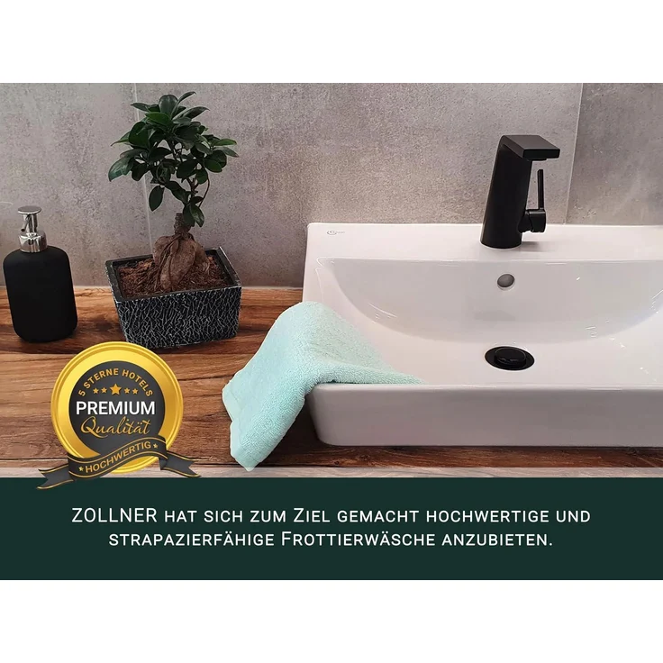 ZOLLNER Gästehandtücher 10er Set, Baumwolle, 30x50 cm, türkis (mint) – Bild 5