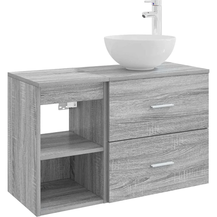 vidaXL Badezimmerschrank-Set 2 stk. Grau Sonoma 79,5 x 35 x 80 cm 3403869 – Bild 2