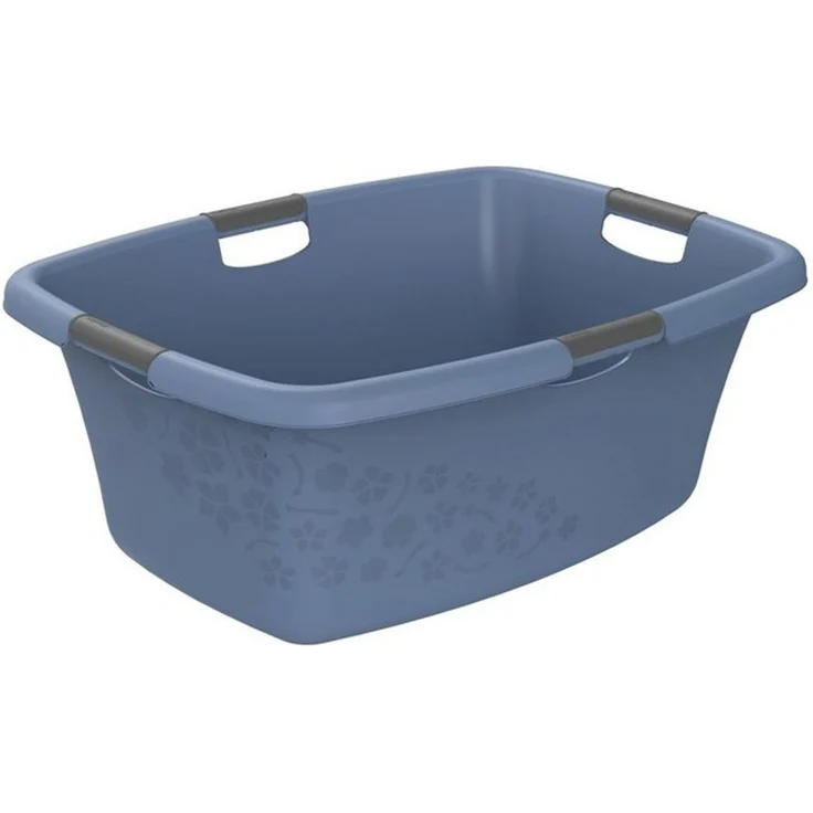 Rotho Wäschewanne Flowers 50 l Wäschekorb Wäschesammler Griffe Wäsche Korb Box – Bild 4