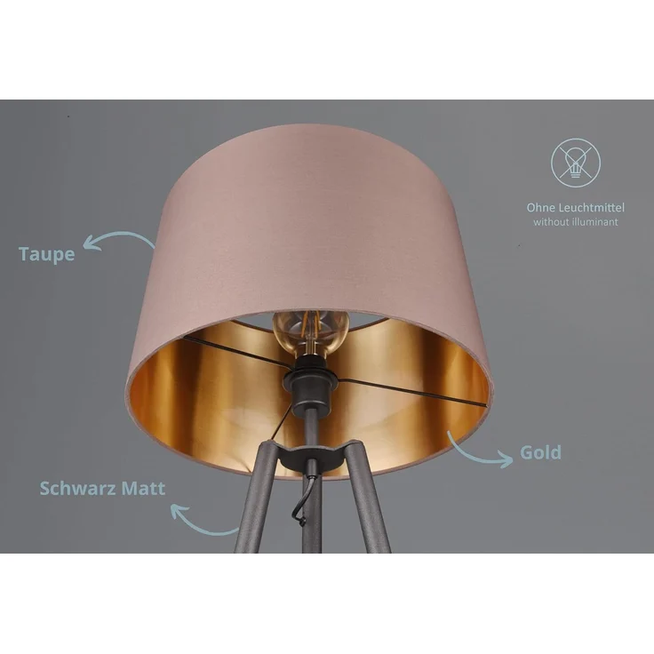 lightling Stehlampe Coby, ohne Leuchtmittel, mit Ablagefläche, Fußschaler, Stoffschirm, E27 – Bild 2