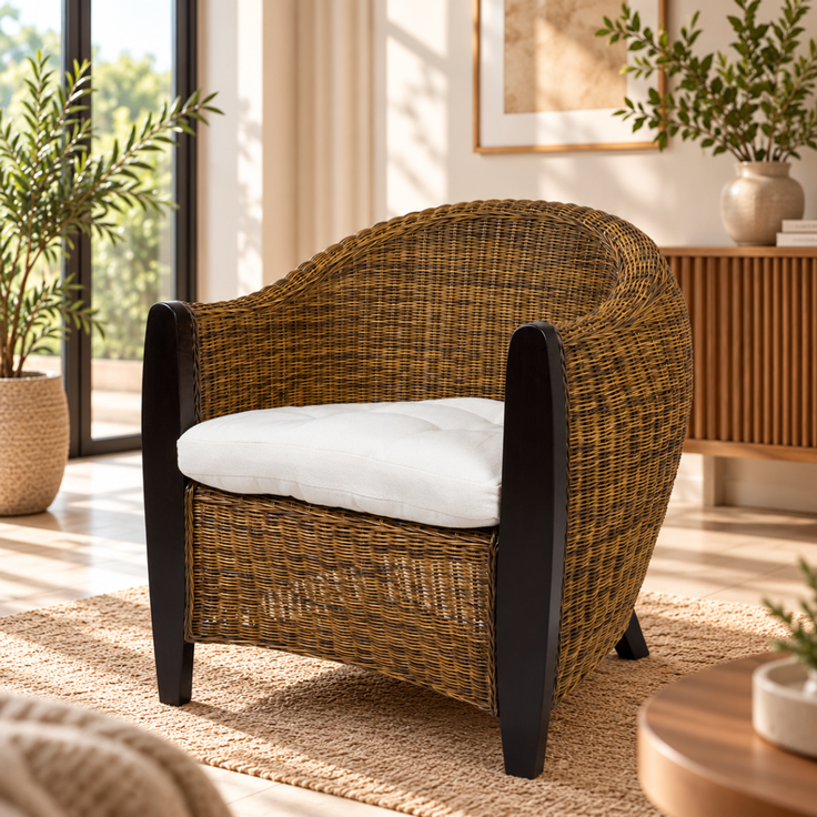 Sedex Bari Rattansessel Bicolor - Handgefertigt mit Holzgestell und Sitzpolster – Bild 6