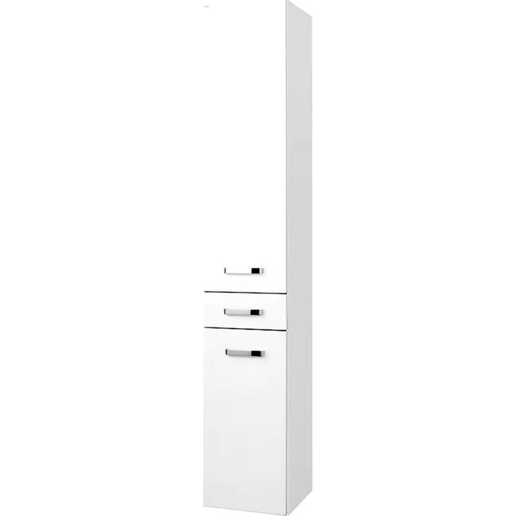 Hochschrank 'Bologna, MDF, weiß/weiß hochglanz