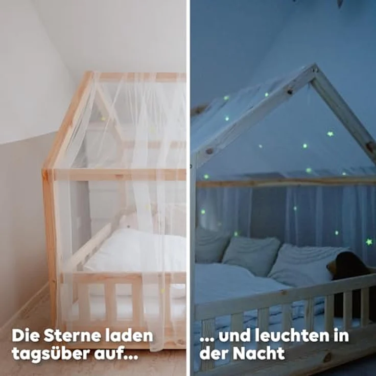 lilimaus Betthimmel Betthimmel fürs Hausbett mit Leuchtsternen nachtleuchtend, Magischer Betthimmel mit leuchtenden Sternen für traumhafte Nächte – Bild 3