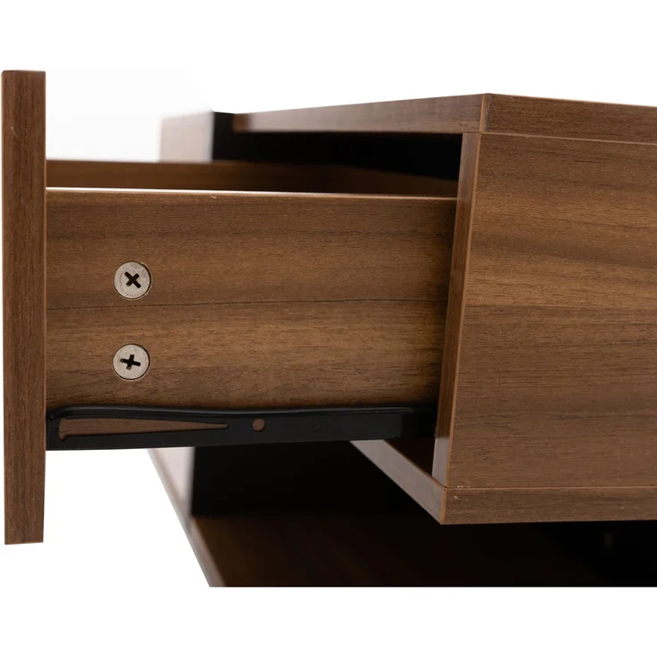 Merax Hochglanz-Couchtisch, Tisch mit 4 Schubladen, einzigartige Farbabstimmung und Liniendesign, Stauraum unten, braun – Bild 9