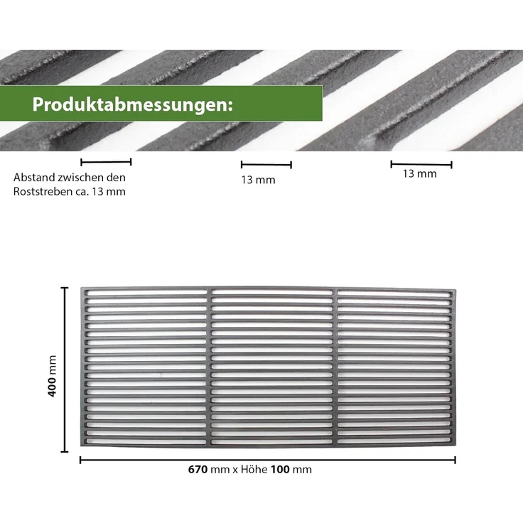 Trutzholm Grillrost rechteckig, Gusseisen emailliert, 67x40 cm – Bild 2