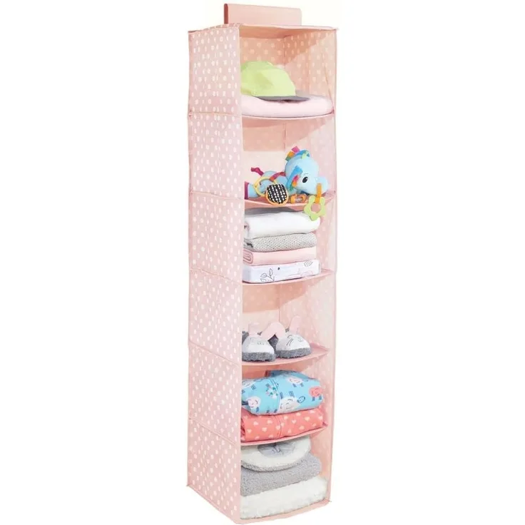 Hängender Stoffschrank mDesign Hängeaufbewahrung 6 Fächer rosa/weiß gepunktet