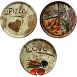 3er Set Pizzateller Oliven-, Salami- & Lieblingspizza Ø 33,3cm Platte XL-Teller