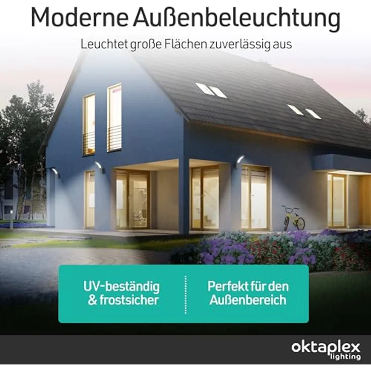 Oktaplex Rio Außenlampe Wand, IP54 wetterfest, warmweiß 3000K, 750lm, 10W, anthrazit – Bild 2